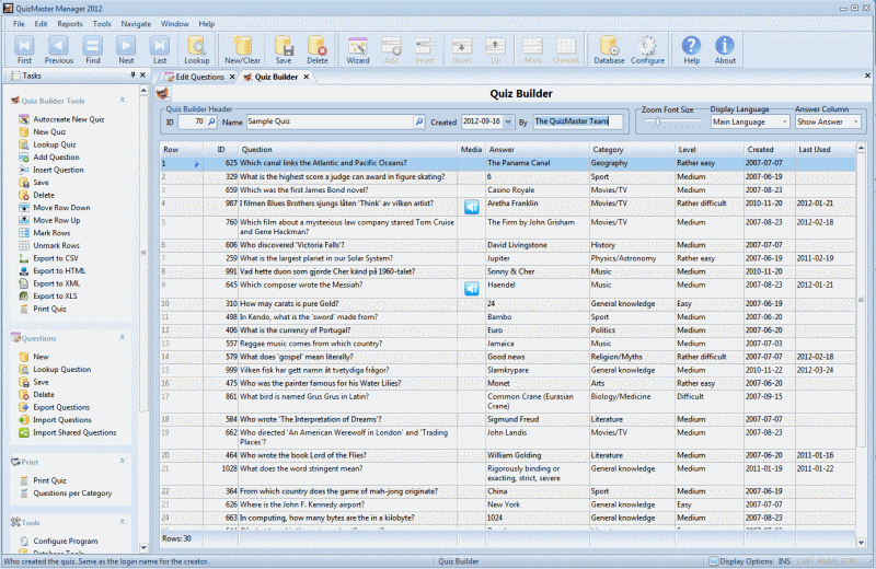 Screenshot for QuizMaster Manager 2009.03.0000